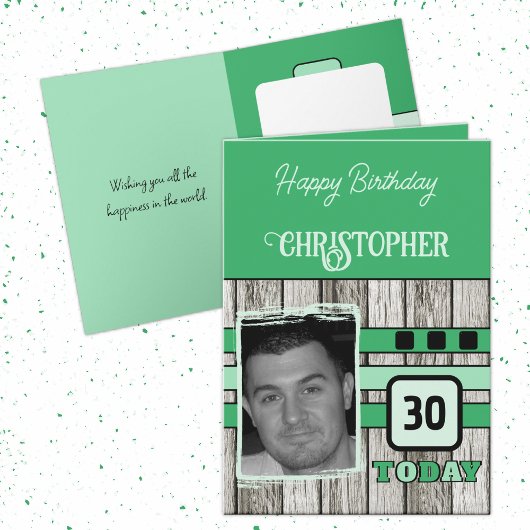 Faux wood rustic 30th green photojarig kaart