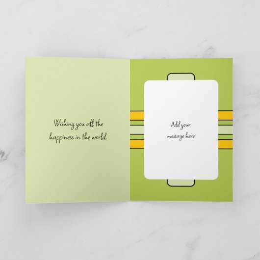 Faux wood rustic 40th yellow photojarig kaart (Binnen)