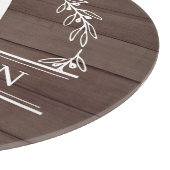 Faux Wood Rustic Wreater Family Name Monogram Snijplank (Hoek)
