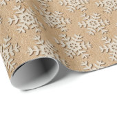 Faux Wood Snowflake op bruine kraft look Cadeaupapier (Rol Hoek)