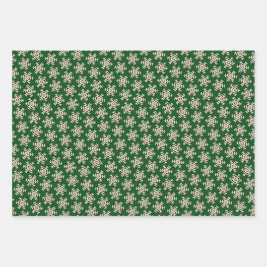 Faux Wood Snowflake Patroon op wit rood Groen Inpakpapier Vel (Voorkant 3)