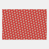 Faux Wood Snowflake Patroon op wit rood Groen Inpakpapier Vel (Voorkant 2)