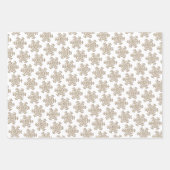 Faux Wood Snowflake Patroon op wit rood Groen Inpakpapier Vel (Voorkant)