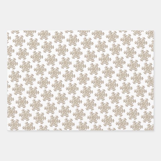 Faux Wood Snowflake Patroon op wit rood Groen Inpakpapier Vel (Voorkant)