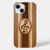 Faux Wood Treble Clef Inlay Case-Mate iPhone Case (Achterkant)