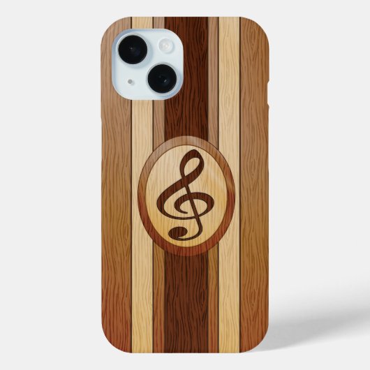 Faux Wood Treble Clef Inlay Case-Mate iPhone Case (Achterkant)