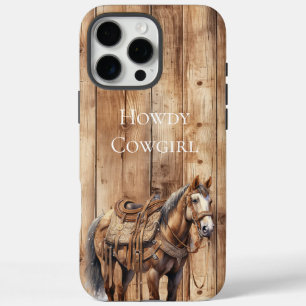 Faux Wood Western Cowboy Cowgirl Horse iPhone 16 Pro Max Hoesje