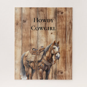 Faux Wood Western Cowboy Cowgirl Horse Legpuzzel