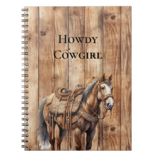 Faux Wood Western Cowboy Cowgirl Horse Notitieboek