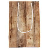 Faux Wood Western Cowboy Cowgirl Horse Verjaardag Medium Cadeauzakje (Achterkant)