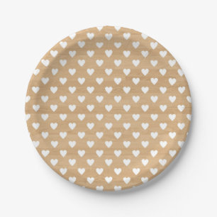 Faux Wood   White Hearts Pattern Paper Bord