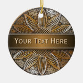 Faux Wood Zonnebloem Foto Keramische Ronde Ornamen Keramisch Ornament (Voorkant)