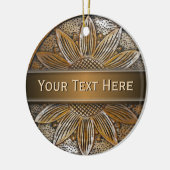 Faux Wood Zonnebloem Foto Keramische Ronde Ornamen Keramisch Ornament (Links)