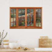 Faux Wooden Bay-vensterverlichting - Snel landscha Poster (Keuken)