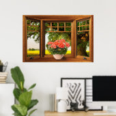 Faux Wooden Bow-vensterverlichting - Uitzicht voor Poster (Thuiskantoor)