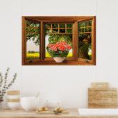 Faux Wooden Bow-vensterverlichting - Uitzicht voor Poster (Keuken)