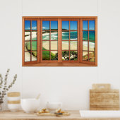 Faux Wooden Bow Window Illusion - Caribbean Poster (Keuken)