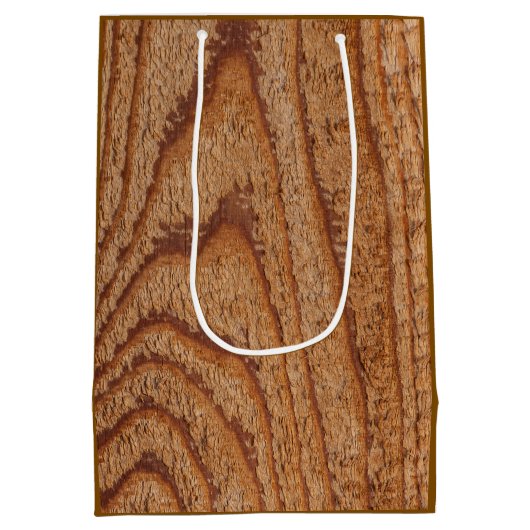 Faux Wooden Custom Initials Medium Cadeauzakje (Achterkant)