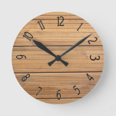 Faux Wooden Fancy Paneling Ronde Klok (Voorkant)