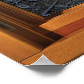 Faux Wooden Window Illusion - Frosty Winter Uitzic Poster (Hoek)