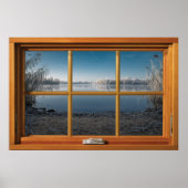Faux Wooden Window Illusion - Frosty Winter Uitzic Poster (Voorkant)