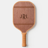 Faux Woodgrain met monogram Pickleball Paddle (Voorkant)