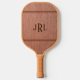 Faux Woodgrain met monogram Pickleball Paddle