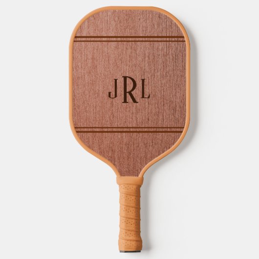 Faux Woodgrain met monogram Pickleball Paddle