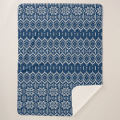 Faux Wool Knittern Blue White Sherpa Deken (Voorkant)