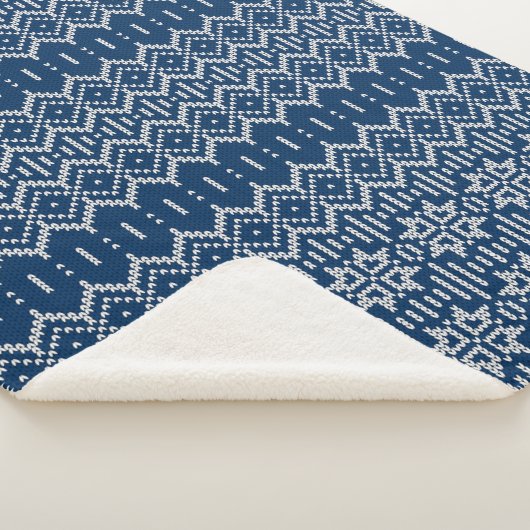 Faux Wool Knittern Blue White Sherpa Deken (3/4)