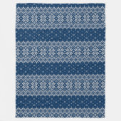 Faux Wool Knitting Pattern Blue and White Fleece Deken (Voorkant)