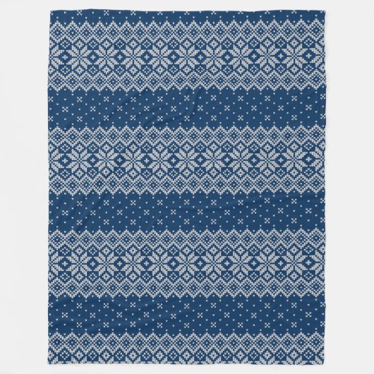Faux Wool Knitting Pattern Blue and White Fleece Deken (Voorkant)