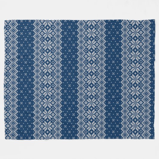 Faux Wool Knitting Pattern Blue and White Fleece Deken (Voorkant (Horizontaal))
