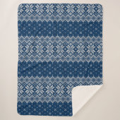 Faux Wool Knitting Pattern Blue and White Sherpa Deken (Voorkant)