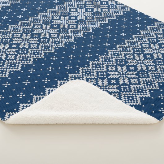 Faux Wool Knitting Pattern Blue and White Sherpa Deken (3/4)