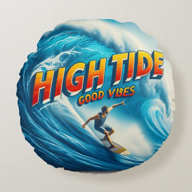 Faux Wrapped Canvas Print Rond Kussen (Voorkant)