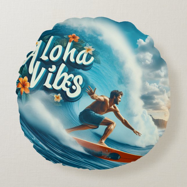 Faux Wrapped Canvas Print Rond Kussen (Voorkant)