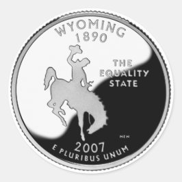 Faux Wyoming State Quarter Ronde Sticker