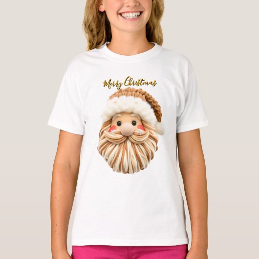 Faux Yarn Christmas Santa T-shirt (Voorkant)