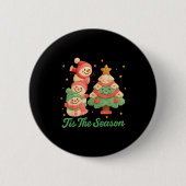 Faux Yarn Crochet Snowman And Christmas Tree Ronde Button 5,7 Cm (Voorkant)