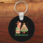 Faux Yarn Crochet Snowman And Christmas Tree  Sleutelhanger (Voorkant)