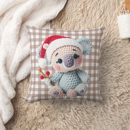 Faux Yarn Notch-Hook Koala Christmas Design Kussen (Deken)