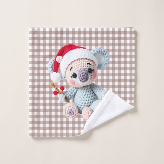 Faux Yarn Notch-Hook Koala Christmas Design Washandje (Wasdoekje)