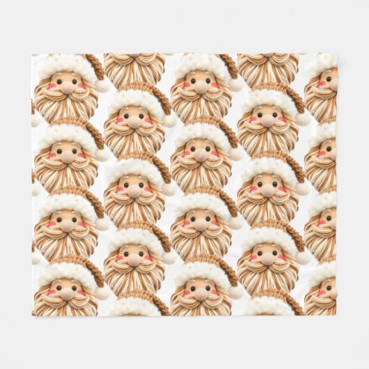 Faux yarn notch-hook Santa face Christmas Fleece Deken (Voorkant (Horizontaal))