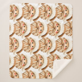 Faux yarn notch-hook Santa face Christmas Sherpa Deken