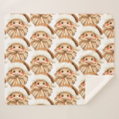 Faux yarn notch-hook Santa face Christmas Sherpa Deken (Voorkant (horizontaal))