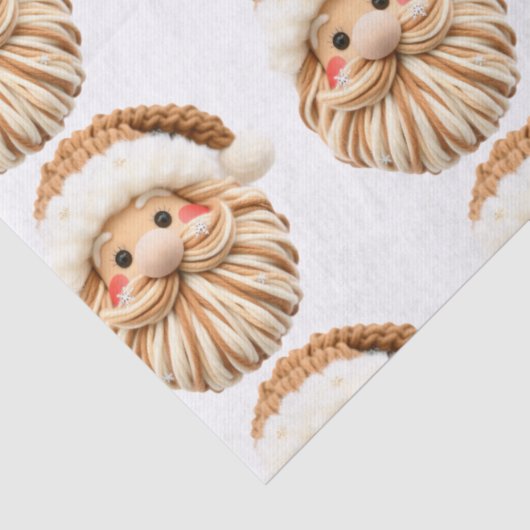 Faux Yarn Notch-Hook Santa Face Christmas Wrapping Tissuepapier (Detail)