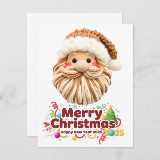 faux yarn pattern, notch-hook style, textured feestdagenkaart (Voorkant / Achterkant)