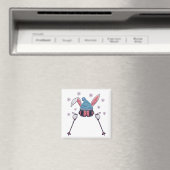 Faux yarn skiing rabbit winter humor magneet (Insitu (Vaatwasser))