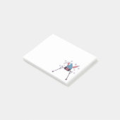 Faux yarn skiing rabbit winter humor post-it® notes (Schuin)